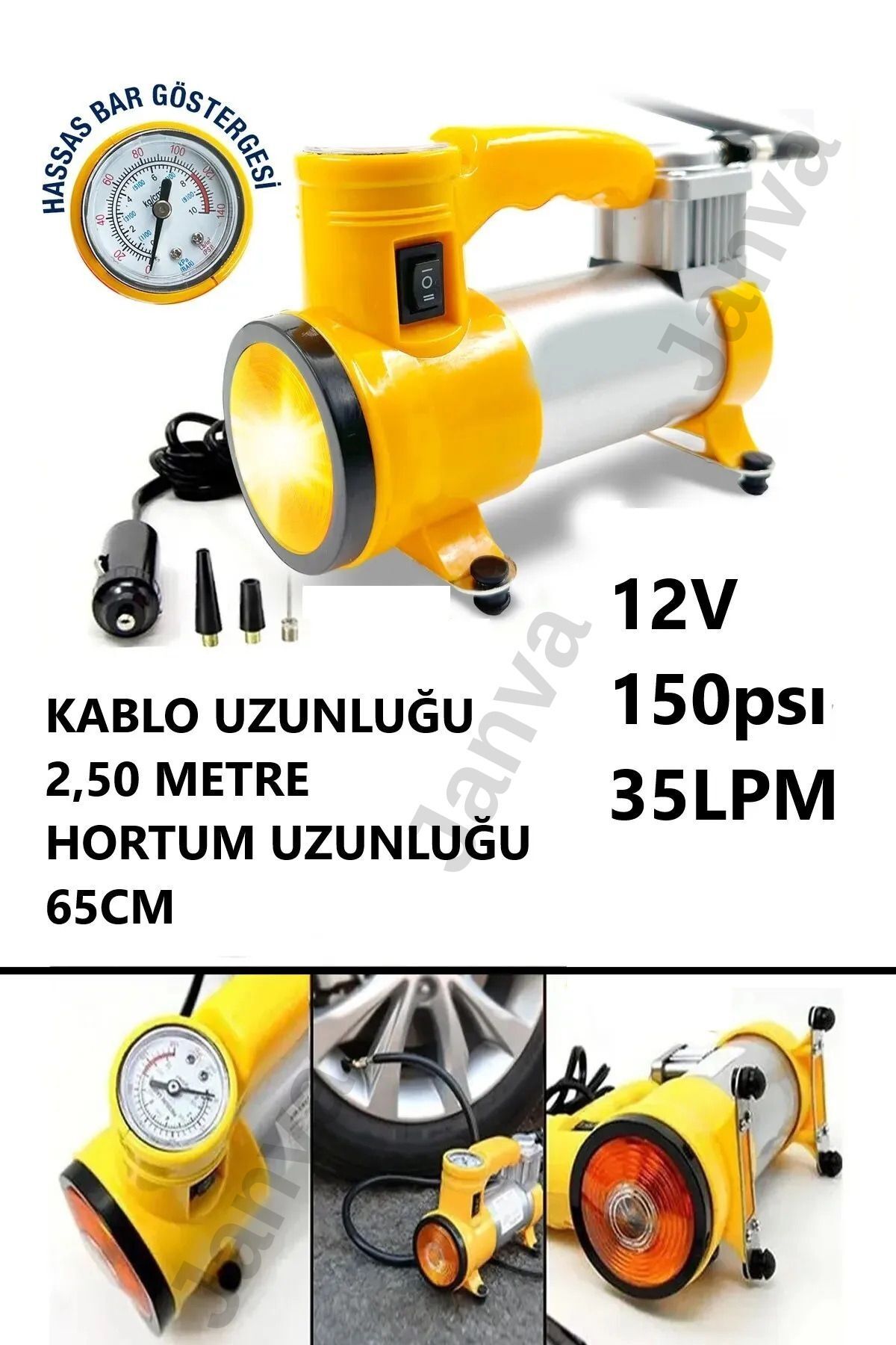 Pro Kompresör 12V Taşınabilir 150 Psı Araba Oto Araç Motor Bisiklet Havuz Lastik Şişirme Pompası