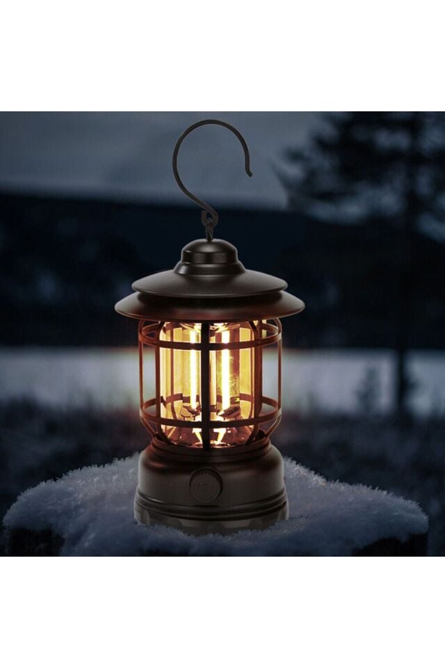 Dekoratif Nostaljik ışığı ayarlanabilir Şarjlı Ledli Kamp Lambası Işıldak Fener 18650 şarjlı pilli