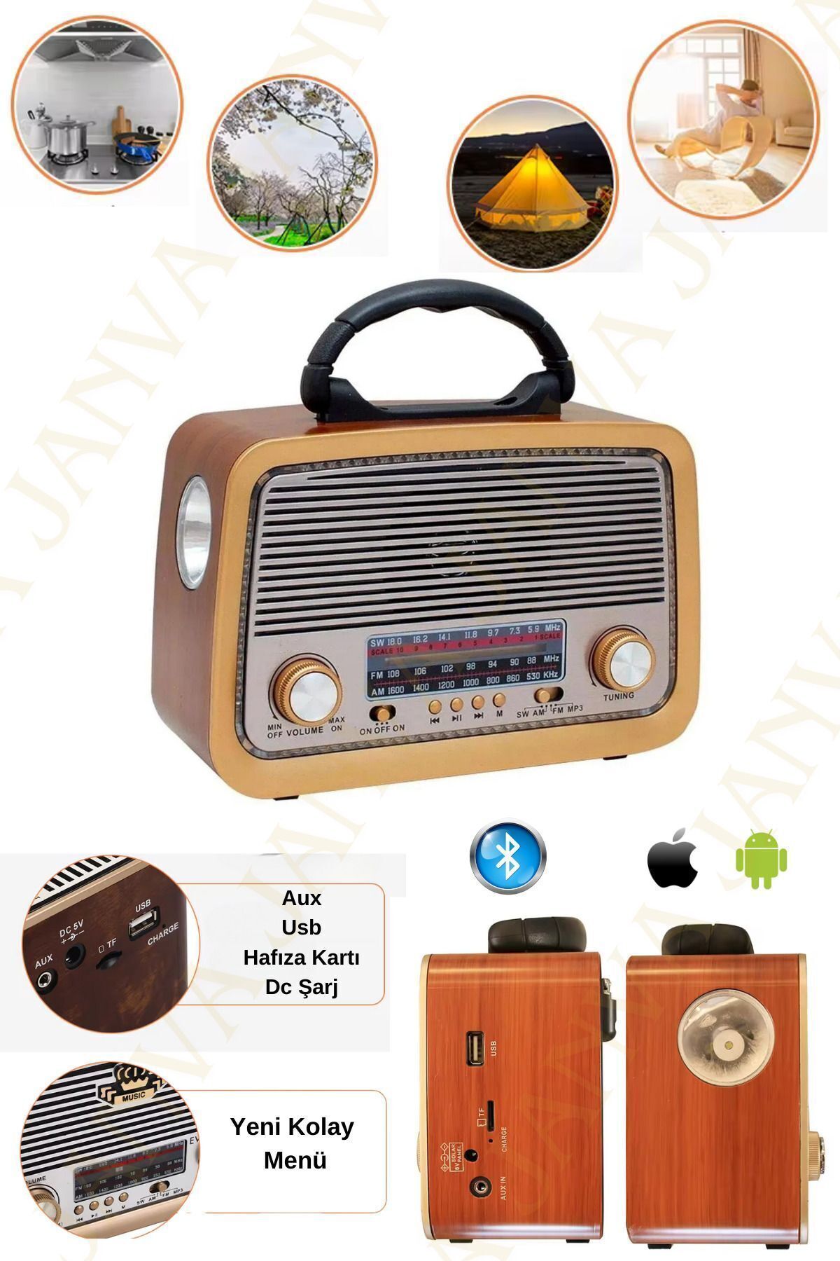 Nostaljik Radyo Mp3 Bt Eskitme Müzik Çalar Telefona Bağlanma Usb Şarjlı Dekoratif