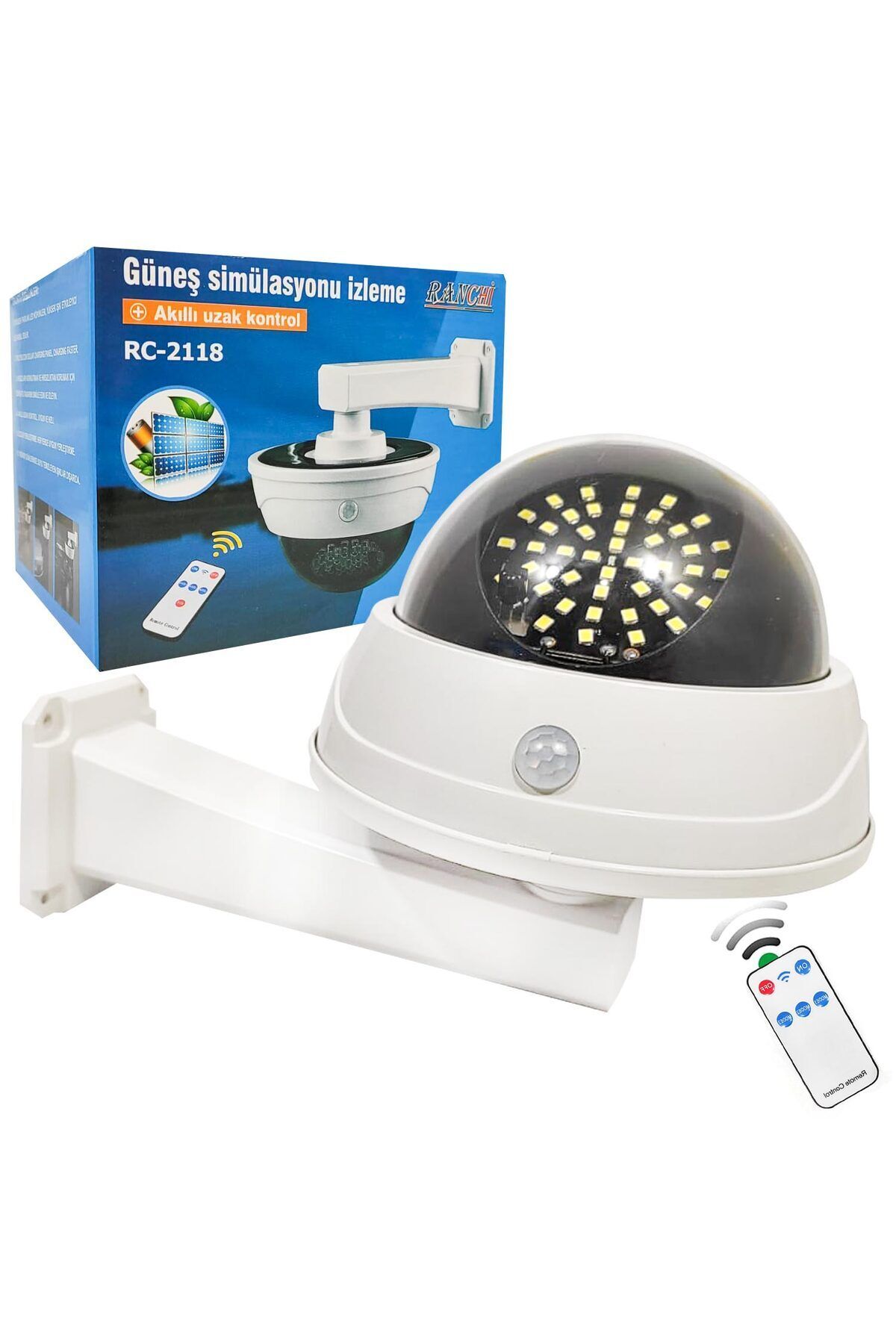 Ranchi Rc-2118 Solar Güneş Enerji Aydınlatma Lambası Sensörlü Kamera Tipi 44 Led