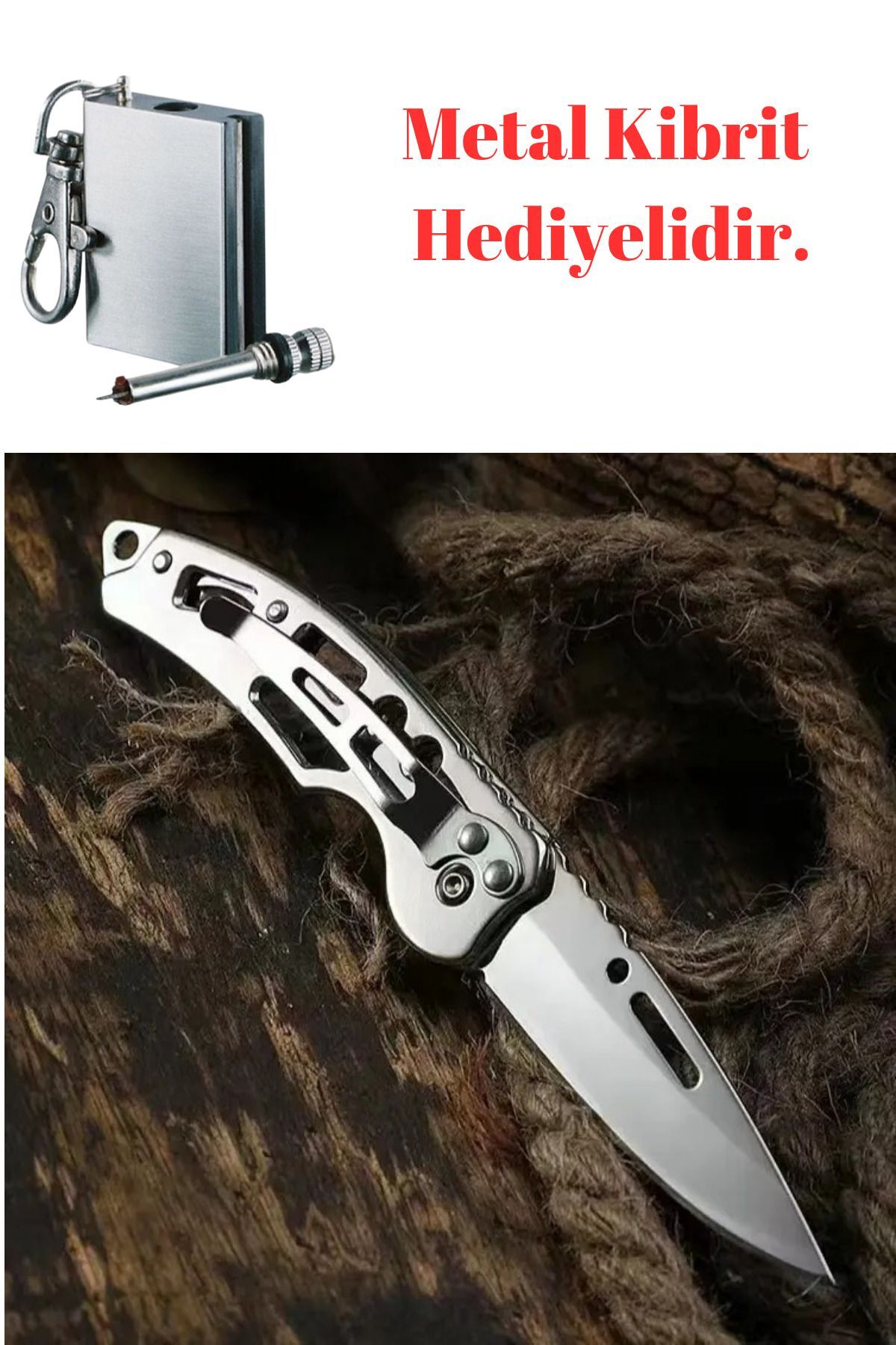 Kamp Çakısı Koleksiyonluk İzcilik Avcılık Arama Kurtarma Gri