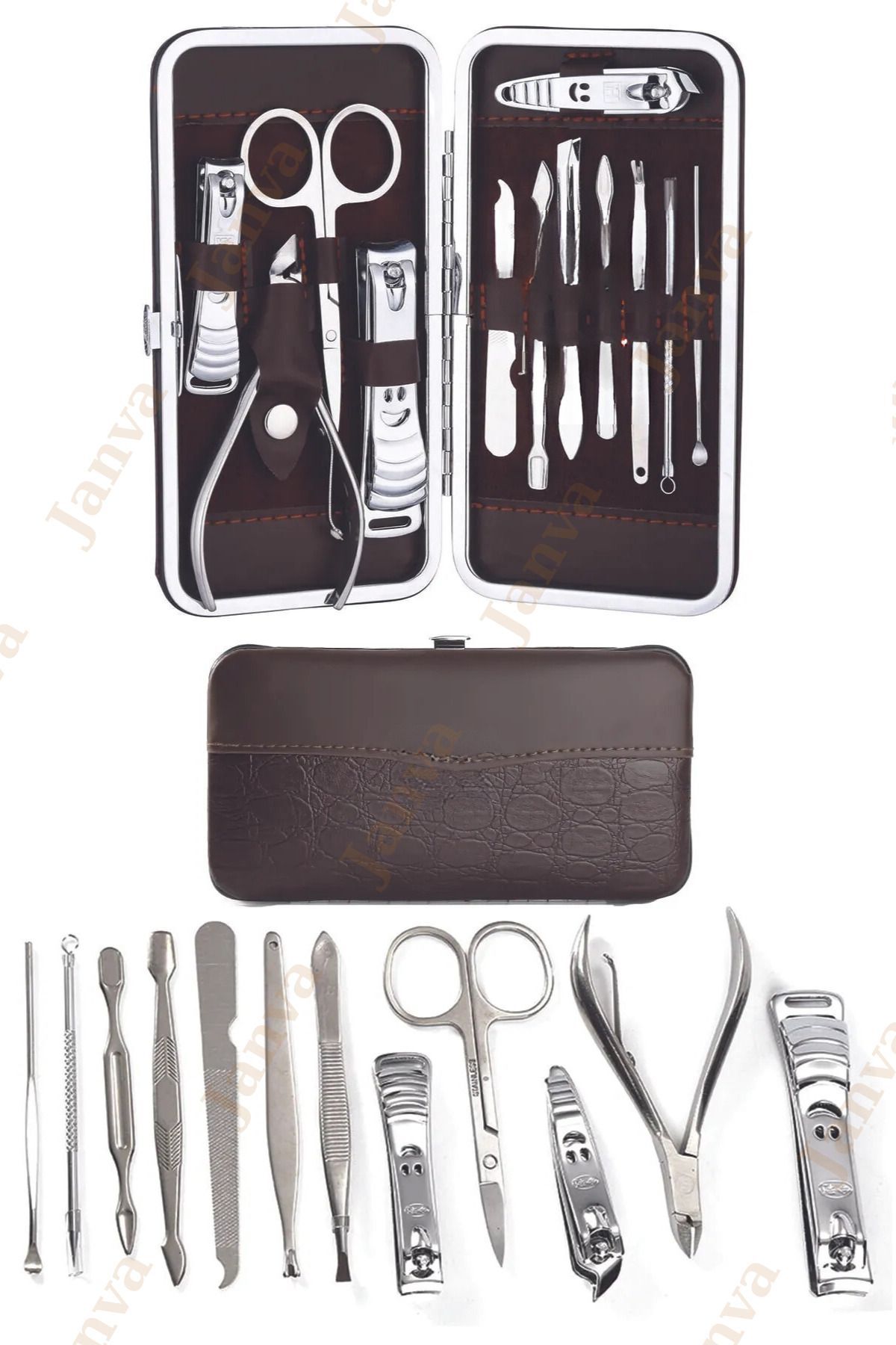 Manikür Pedikür Seti 12 Parça Çantalı Çelik Tırnak Bakım Seti Batık Tırnak Düzeltme