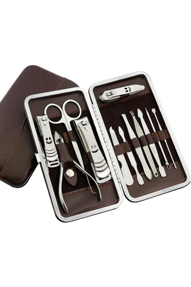 Manikür Pedikür Seti 12 Parça Çantalı Çelik Tırnak Bakım Seti Batık Tırnak Düzeltme