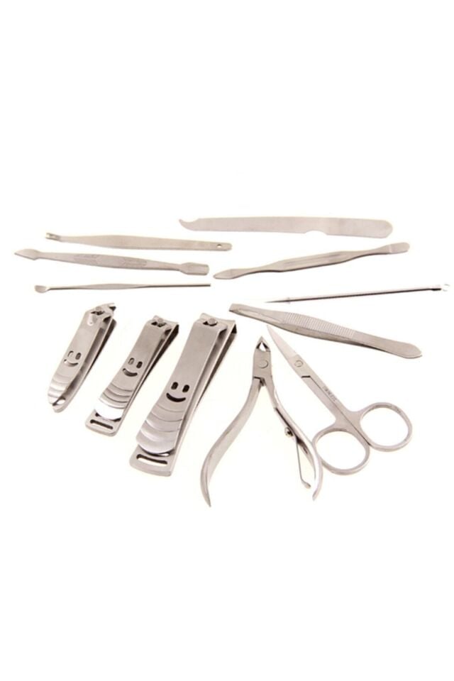 Manikür Pedikür Seti 12 Parça Çantalı Çelik Tırnak Bakım Seti Batık Tırnak Düzeltme