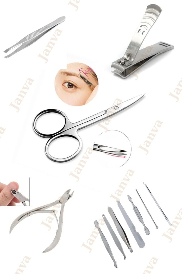 Manikür Pedikür Seti 12 Parça Çantalı Çelik Tırnak Bakım Seti Batık Tırnak Düzeltme