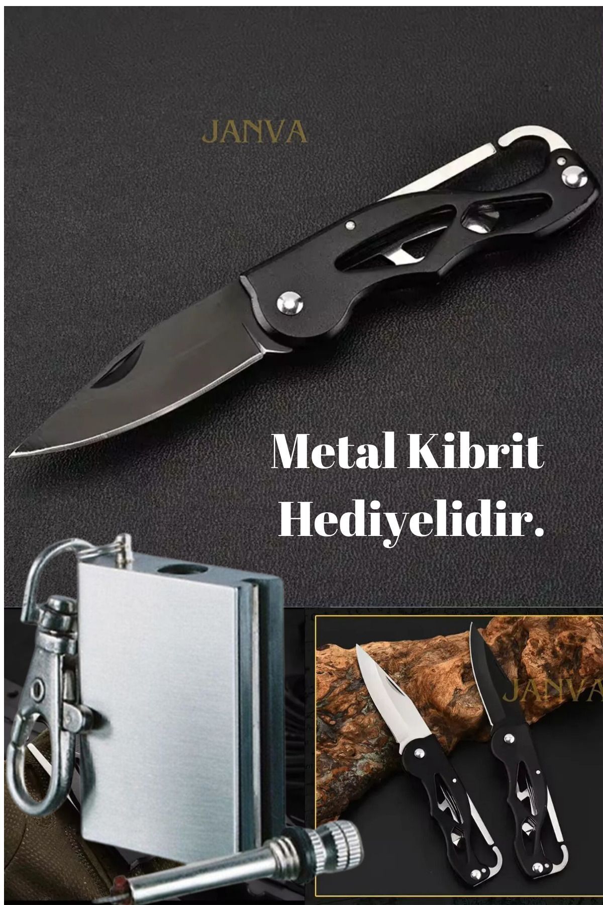 Kamp Çakısı Koleksiyonluk İzcilik Avcılık Arama Kurtarma Siyah