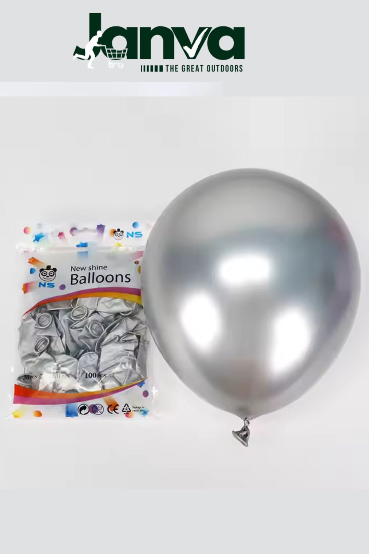 Büyük Boy 12 İnç Parlak Metalik Balon Parti Doğum Günü Gösteri 100 adet Gri