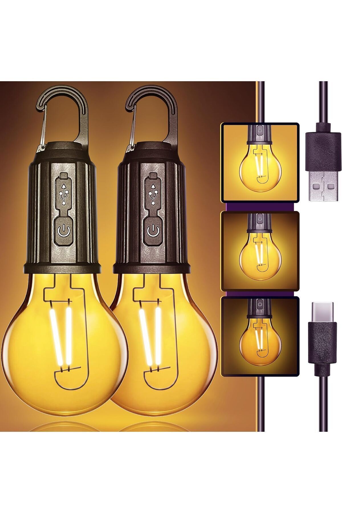 Taşınabilir Şarjlı Led Ampül Outdoor Kamp Bahçe Lambası 10W Askılı Kırılmaz Led Işık