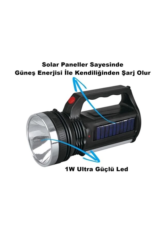 2836 T Güneş Enerjili Şarjlı Aydınlatma Cihazı 1w+16 Led Çift Yönlü El Feneri Işıldak Solar
