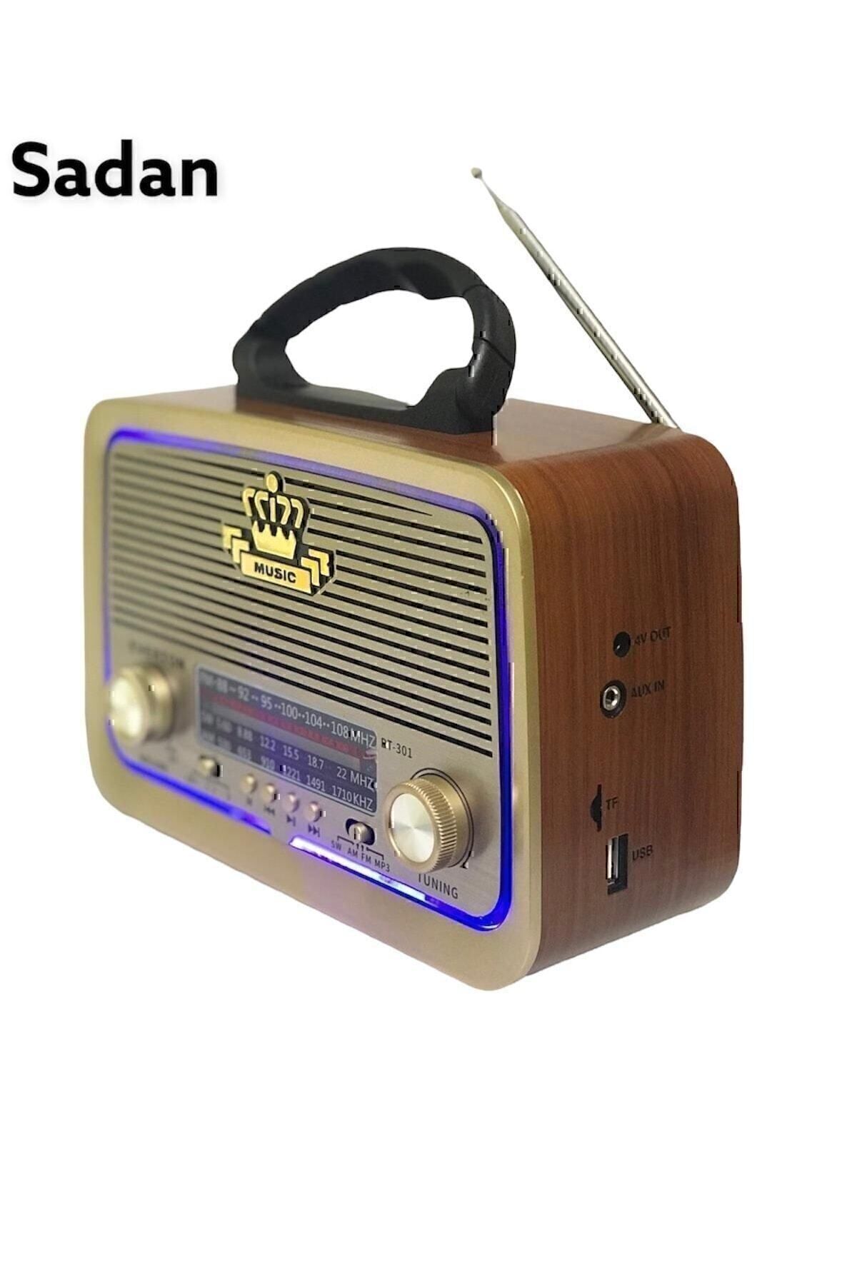 Vintage Rt-301 Nostalji Bluetooth Şarjlı Radyo Usb Sd Mp3 Player ahşap