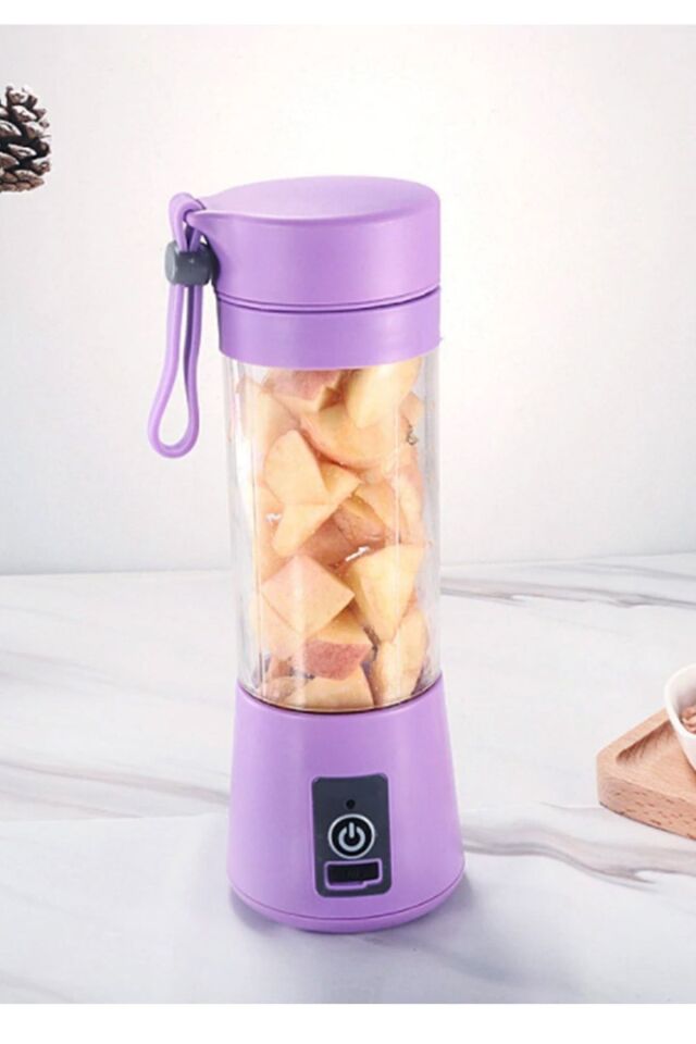 Mor 380 Ml Taşınabilir Şarjlı Blender Usb Girişli Şarjlı Mikser