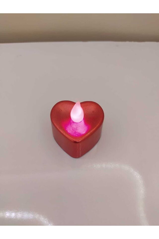 Mum Led Işıklı Dumansız Pilli Kalpli Led Mum Aşk Hediye Kamp Romantik Trend(3 Adet)