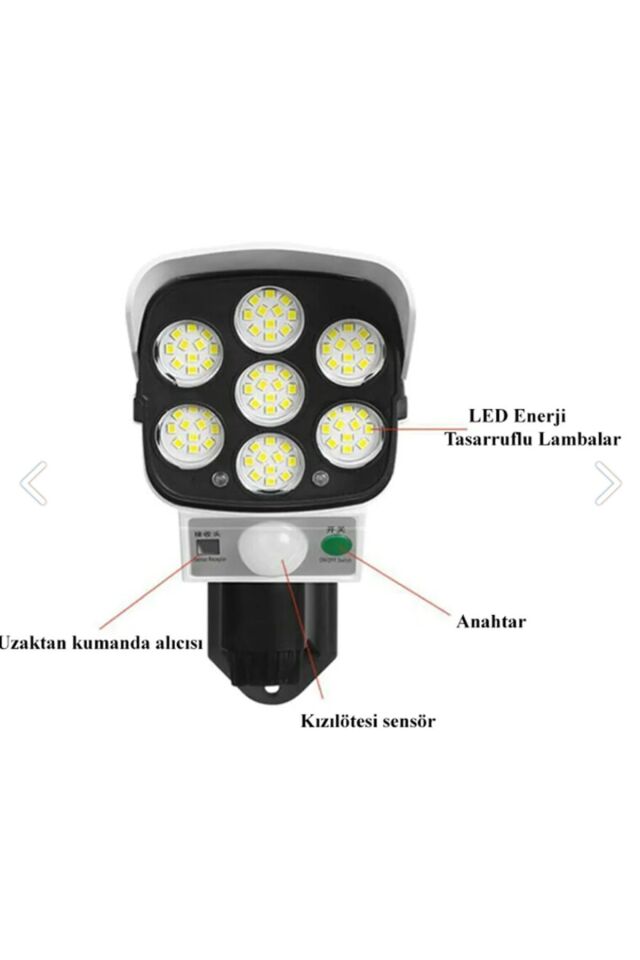 Kamera Lamba Solar Bahçe Lambası Güvenlik Kamerası Güneş Enerjili Dış Mekan 77 Led Kumandalı