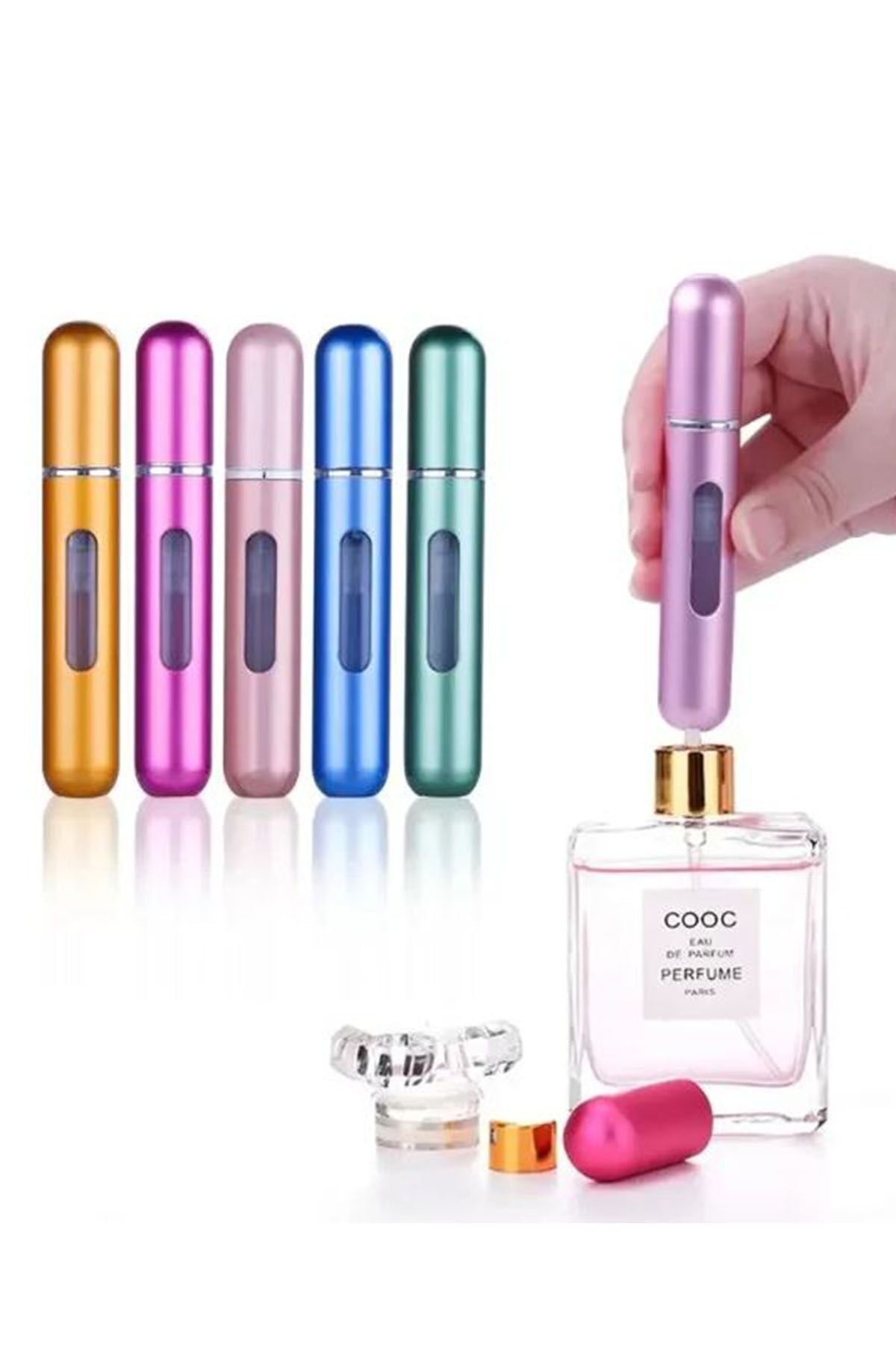 Açık Pembe Cep Parfüm Şişesi Atomizer Seyahat Parfüm Şişesi 5 ml