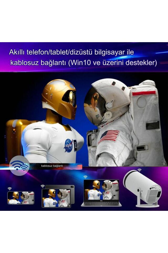 Hy300pro Omaze 4k Destekli Android 12 Akıllı Projeksiyon Cihazı 200ansı 130 Inç Ekran Wifi Bluetooth