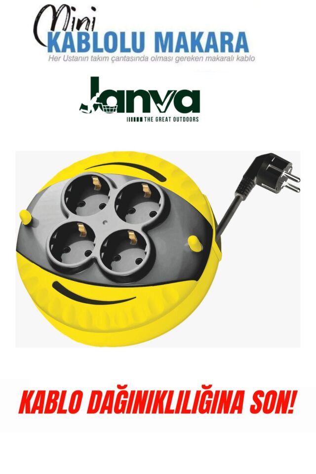 Çocuk Koruma Priz Pratik Ev Ofis Ve Iş Mini Seyyar Makaralı Elektrik Uzatma Kablo 3x1,5mm 3 metre