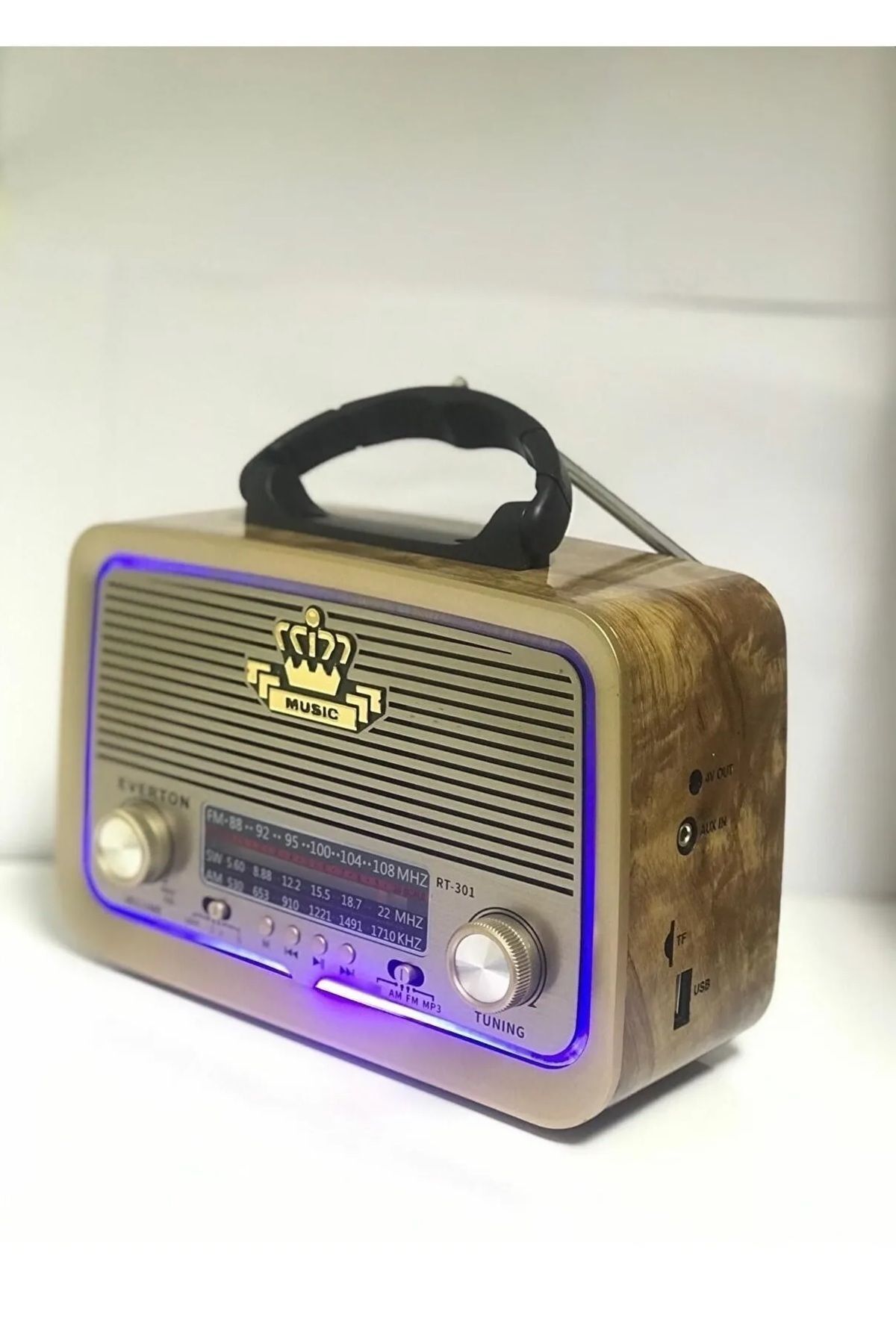 Ahşap Nostaljik Görünümlü Bluetoothlu-USB-SD Card-Mp3 Çalar Nostaljik Radyo Müzik Kutusu RT-301