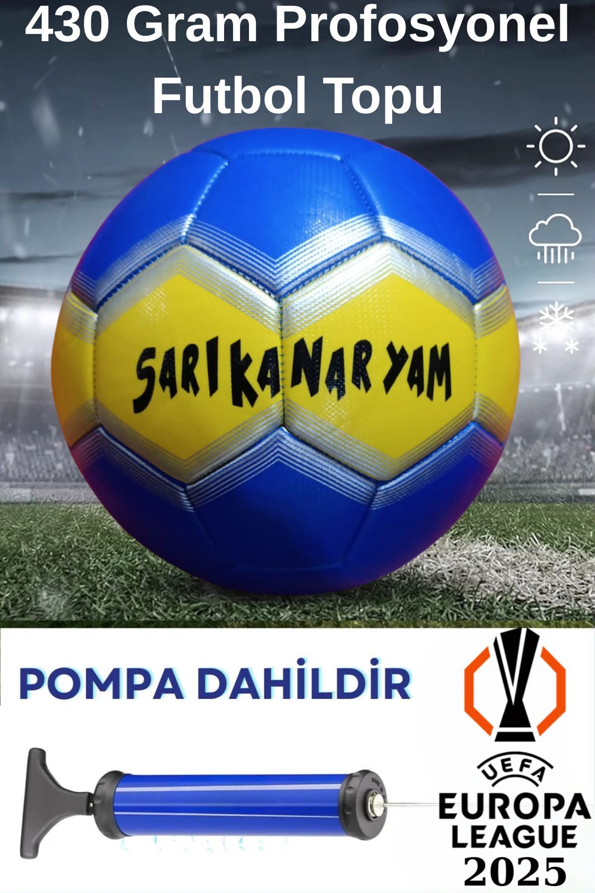 UEFA Şampiyonlar Ligi Futbol Topu 430 Gram Kaliteli Maç ve Antreman Pompa Hediyeli sarılacivert