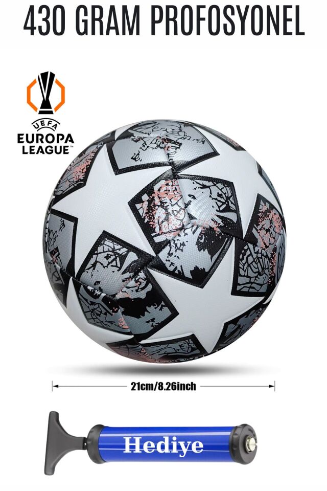 UEFA Şampiyonlar Ligi Futbol Topu 430 Gram Kaliteli Maç ve Antreman Pompa Hediyeli Griyıldız