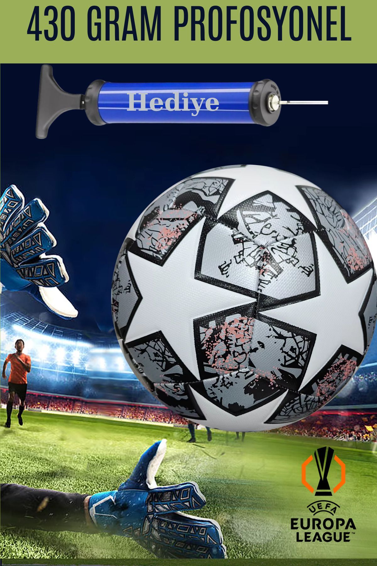 UEFA Şampiyonlar Ligi Futbol Topu 430 Gram Kaliteli Maç ve Antreman Pompa Hediyeli Griyıldız