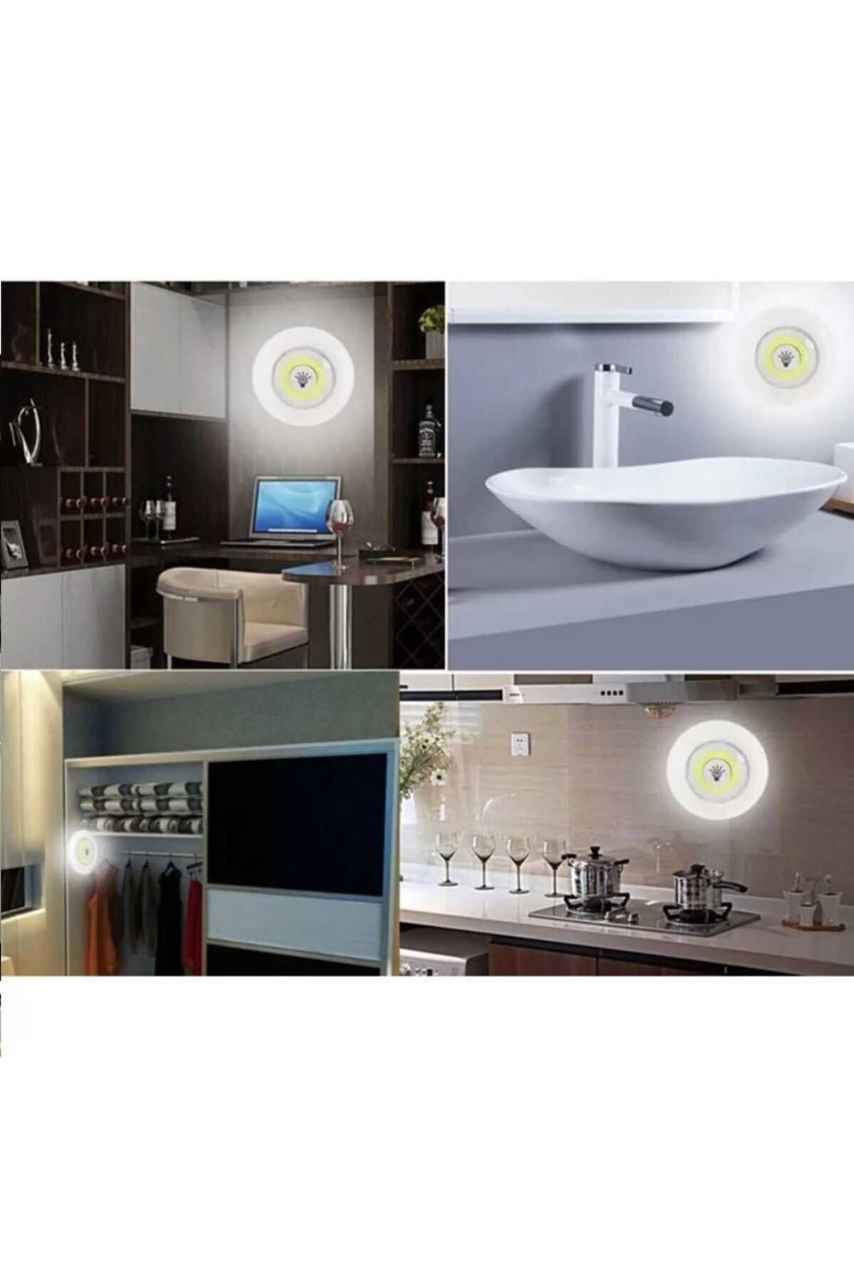 UZAKTAN KUMANDALI 3'lü SPOT BEYAZ LED LAMBA KABLOSUZ PİLLİ IŞILDAK