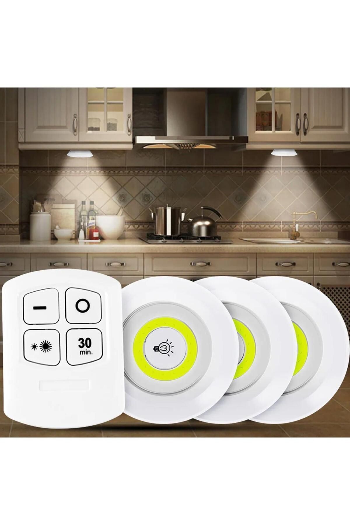 Üçlü Led Işık Dolap Banyo Işıklandırma Kumanda İle Kontrol Edile Led Işık Dolap Işığı Spot Işık