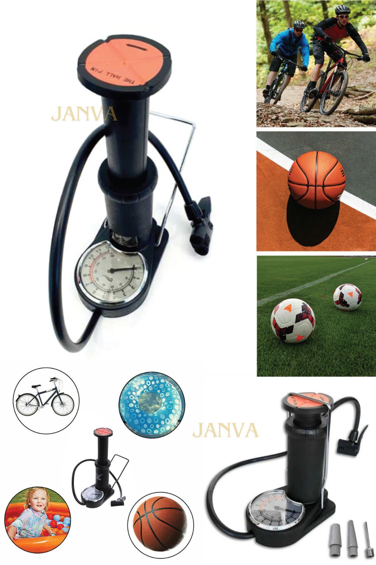 Ayak Pompası Dereceli Araba Bisiklet Top Havuz Kolluk Şişme Yatak Kaliteli Yer Kaplamayan  180 psi