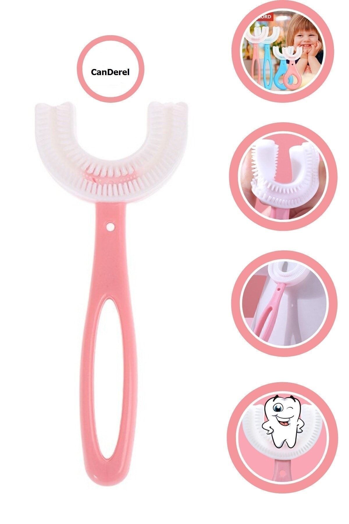 U Şeklinde Pratik Çocuk Diş Fırçası 2-6 Yaş Yaş Arası Çocuklar Için Pembe