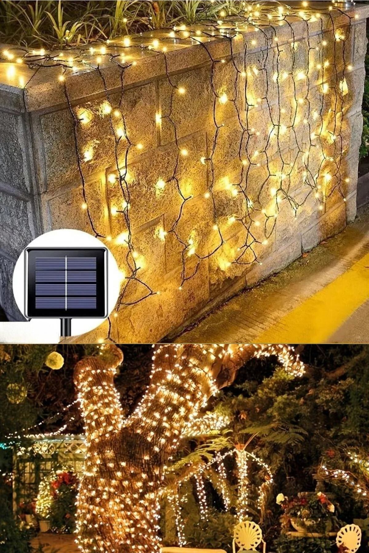 Solar Ledli Bahçe Balkon Işığı Ağaç Süsleme Pil Fiş Gerektirmeyen Çam Güneş Enerjili Çok Modlu