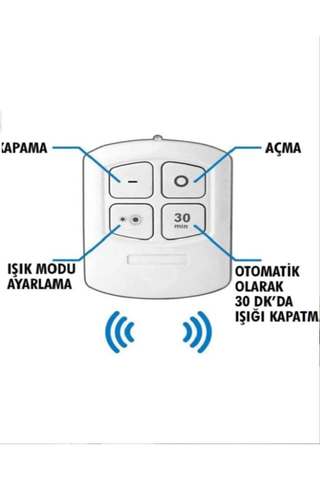 3'lü Uzaktan Kumandalı Yapışkanlı Kablosuz Led Spot Lambalar Mutfak Tezgahı Dolap İçi Banyo Dolabı