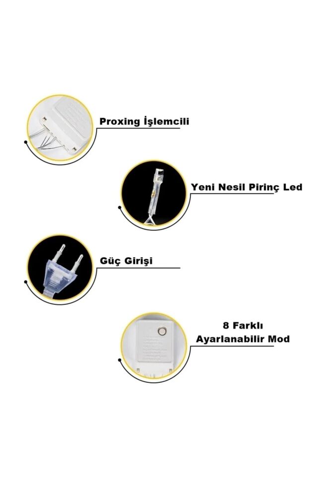 10 Metre 100 Ledli Dekor Lambası Günışığı Fişli Prize Tak Çalıştır Çok Fonksiyonlu Yılbaşı Peri Çam