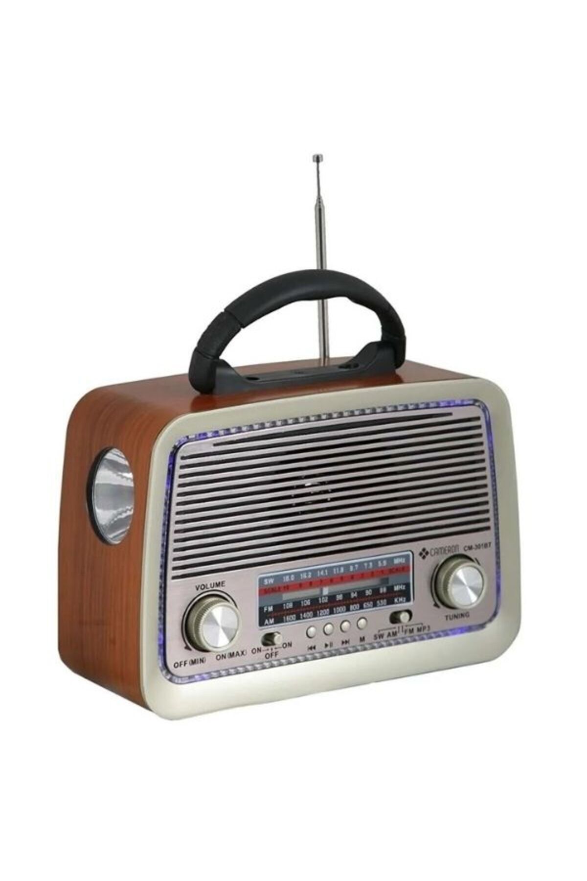 Nostaljik Radyo-301 Bt Nostaljik Radyo Bluetooth + Ledli + Fener + Usb + Sd Card Mp3 Radyo Çalar CN