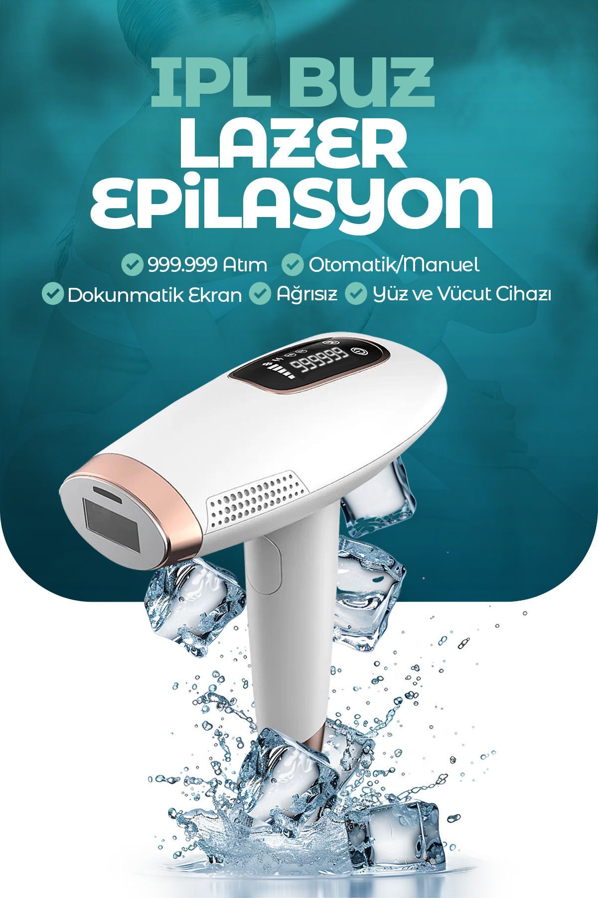 Ipl Buz Lazer Epilasyon 999.999 Atım Otomatik/manuel Dokunmatik Ekran Ağrısız Vücut Yüz Cihazı gri