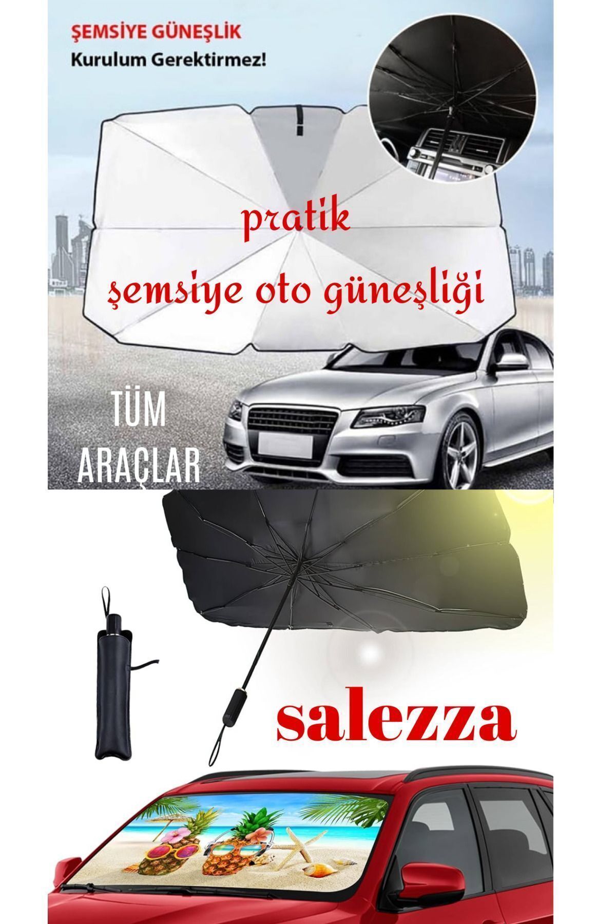 Otamatik Araç Şemsiyesi Bütün Araçlara Uyumlu Yaz Mevsimi Araba Şemsiyesi