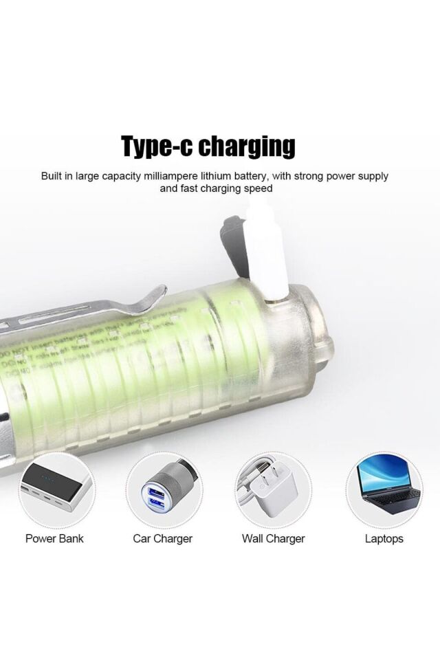 Ultra Zoomlu 1500 Lümen Çok Güçlü Fener Şeffaf Usb Şarjlı Çok Fonksiyonlu Çakarlı Mıknatıslı