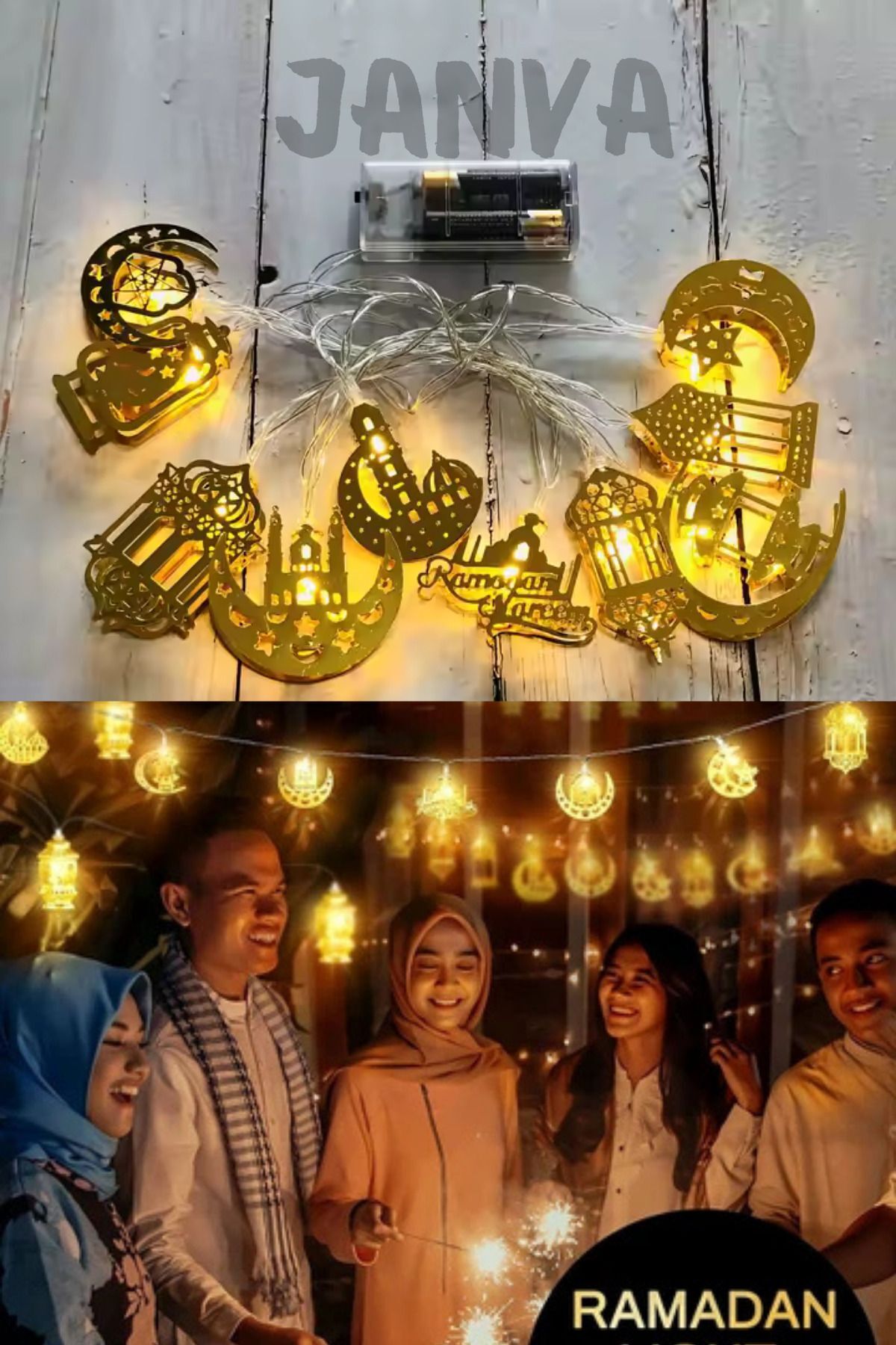 Ramazan Ayı Namaz Köşesi Metal Gold Led Pilli Kandil Dini Sembollü Süsleme Dekor Işığı Led Ambiyans Ramazan Karışık