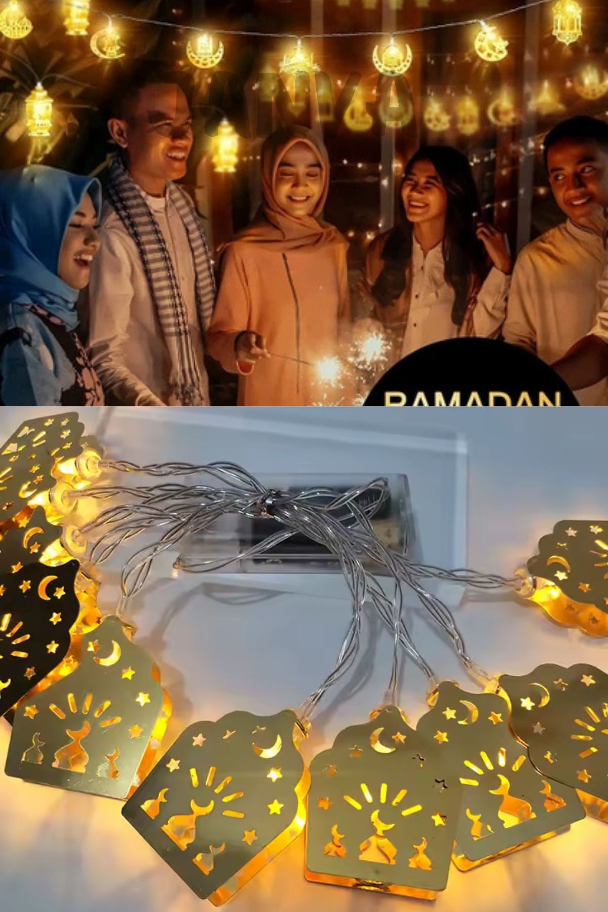 Ramazan Ayı Namaz Köşesi Metal Gold Led Pilli Kandil Dini Sembollü Süsleme Dekor Işığı Led Ambiyans ramazanrahle
