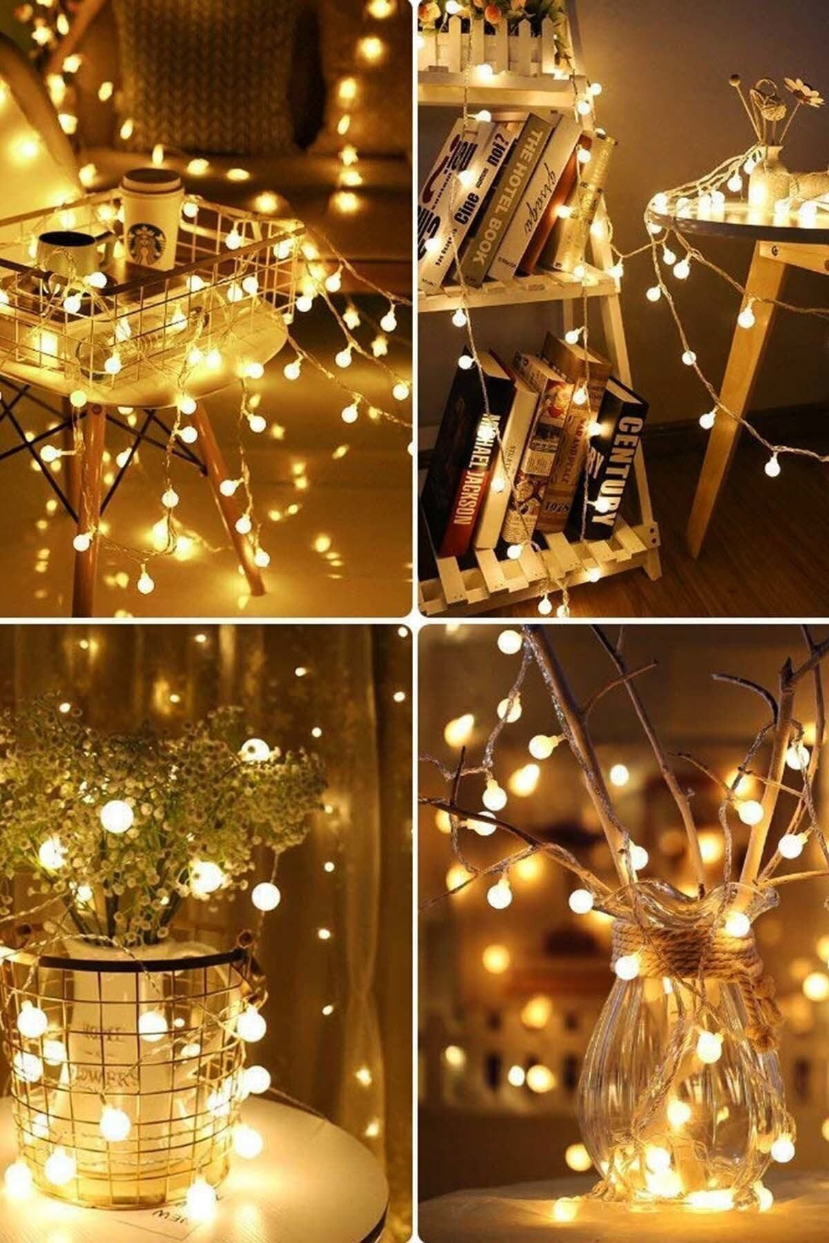 Dekoratif Aydınlatma Yıldız Led Dizeleri 20'li 3 Metre Pilli Led Top Dizeleri