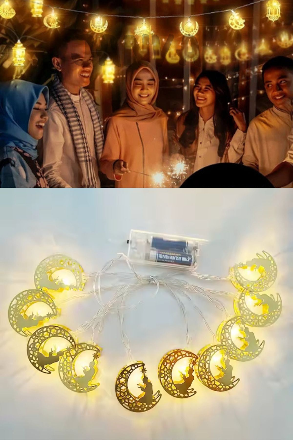 Ramazan Ayı Namaz Köşesi Metal Gold Led Pilli Kandil Dini Sembollü Süsleme Dekor Işığı Led Ambiyans dua eden