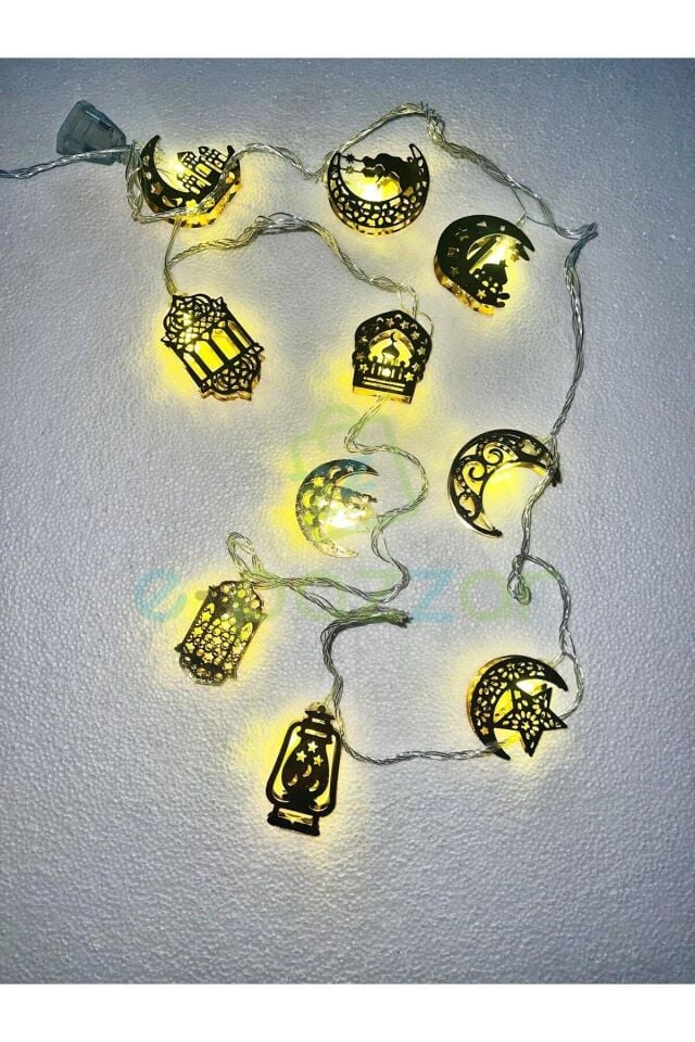 10 Model 2,5 Metre Gold Metal Kandil Ay Yıldız Minare Ramazan Konsept Süsleme 220v Fişli Led Işık