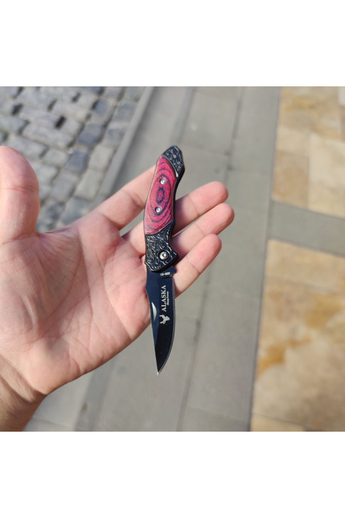 Paslanmaz 16 cm Manuel Çakı Kamp İzcilik Avcılık Cep Kemer Askılı Bıçak Keskin Kırmızı