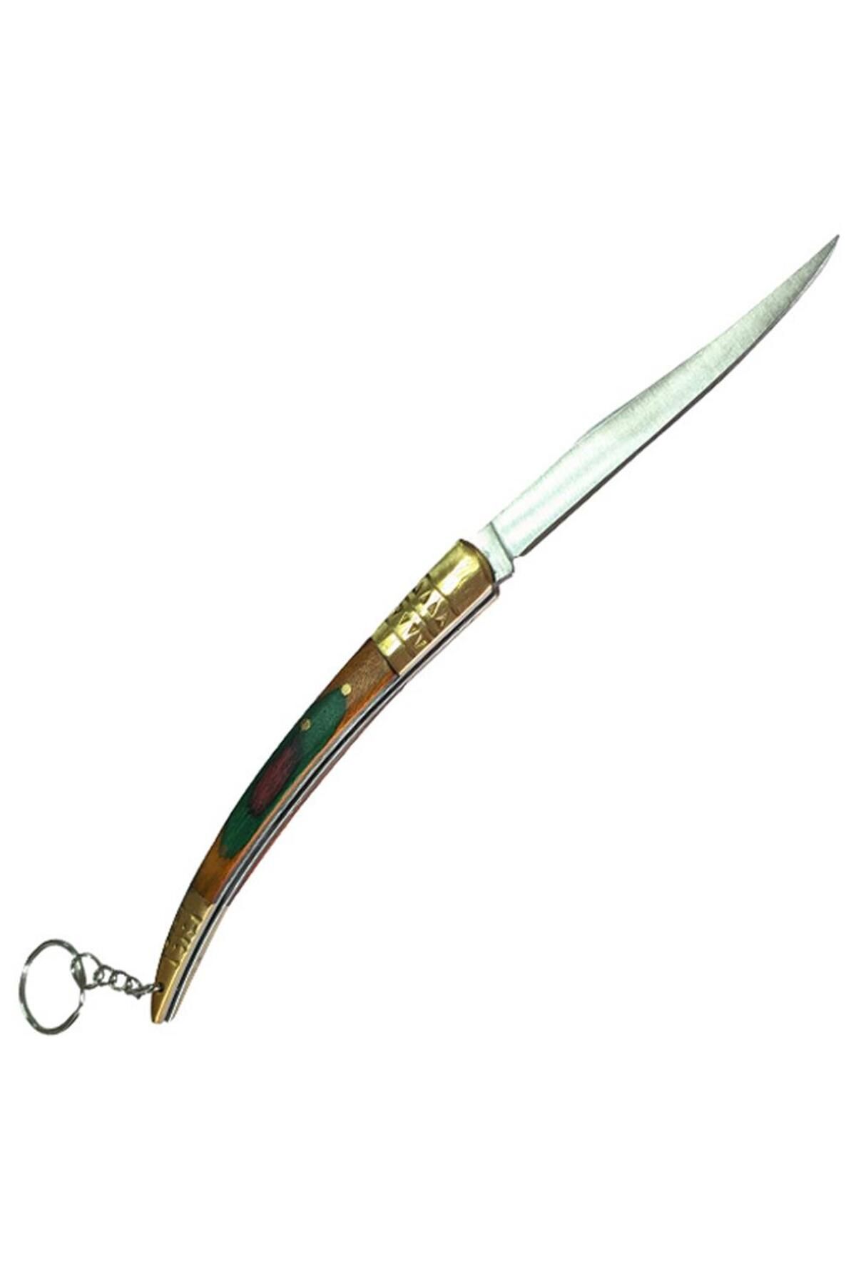 Kılçık Çakı 18cm Balıkçı Tipi ince Cep Çakısı Ahşap Sap Prinç Süsleme Gri