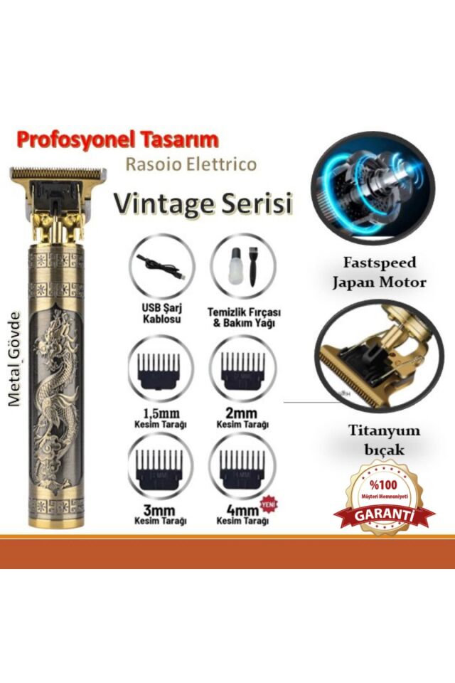 T-jvn Şarjlı Tıraş Makinesi Saç Sakal Lazer Epilasyon Öncesi Kol Bacak Yanak Koltuk Altı Vücut gold