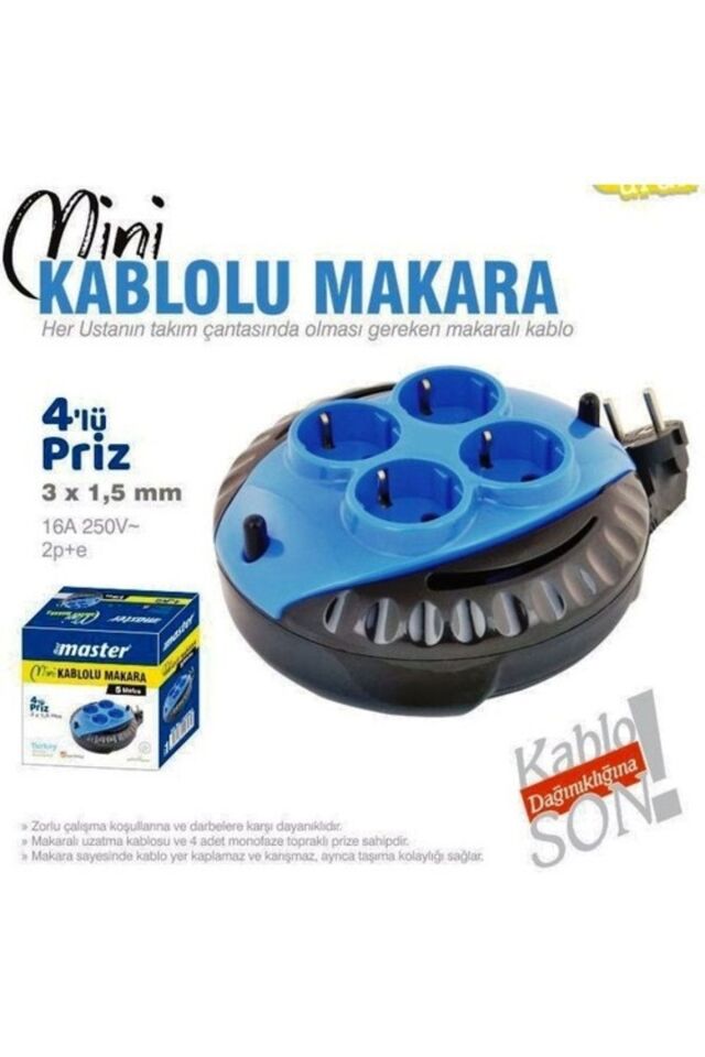 zerdğ Mini Seyyar Makaralı Uzatma Kablosu 3 X 1,5 Mm ( 5 Metre ) Yeni Model 998259