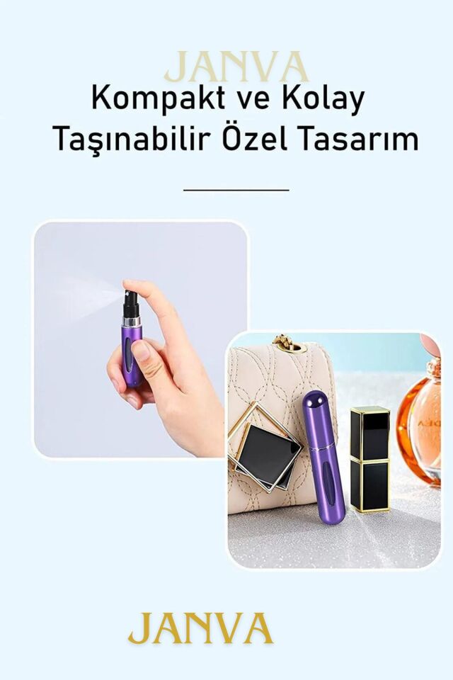 (10 adet) Parfüm Şişesinden Çanta Içi Mini Doldurulabilir Seyahat Cep Yedek Parfüm Şişesi 5 ml