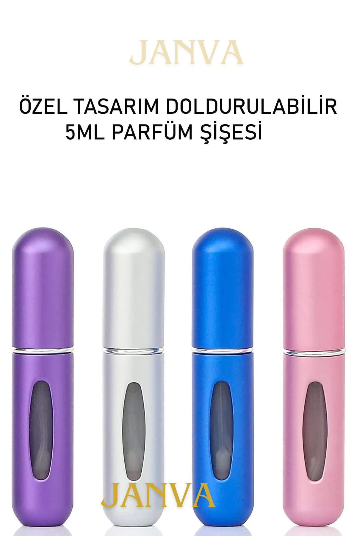 Parfüm Şişesinden Çanta Içi Mini Doldurulabilir Seyahat Cep Yedek Parfüm Şişesi 5 ml 1 adet (Mavi)