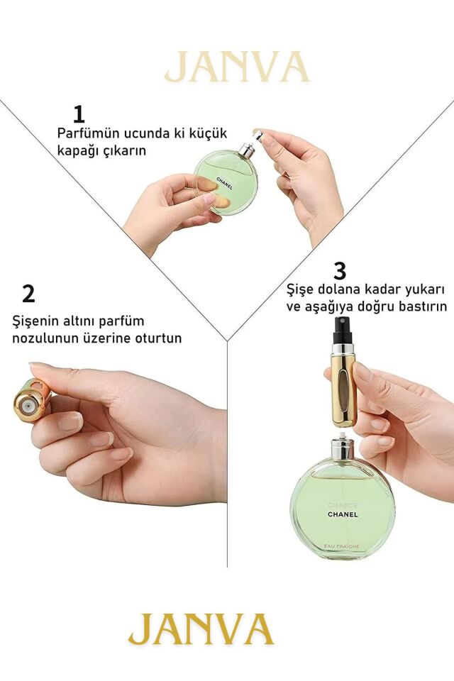 Parfüm Şişesinden Çanta Içi Mini Doldurulabilir Seyahat Cep Yedek Parfüm Şişesi 5 ml 1 adet (Gümüş)