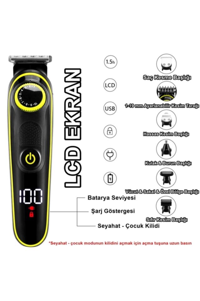 Cliper Ip 6577 Saç & Sakal Şekillendirici Tıraş Makinesi Erkek Bakım Seti 5 In Tras Seti