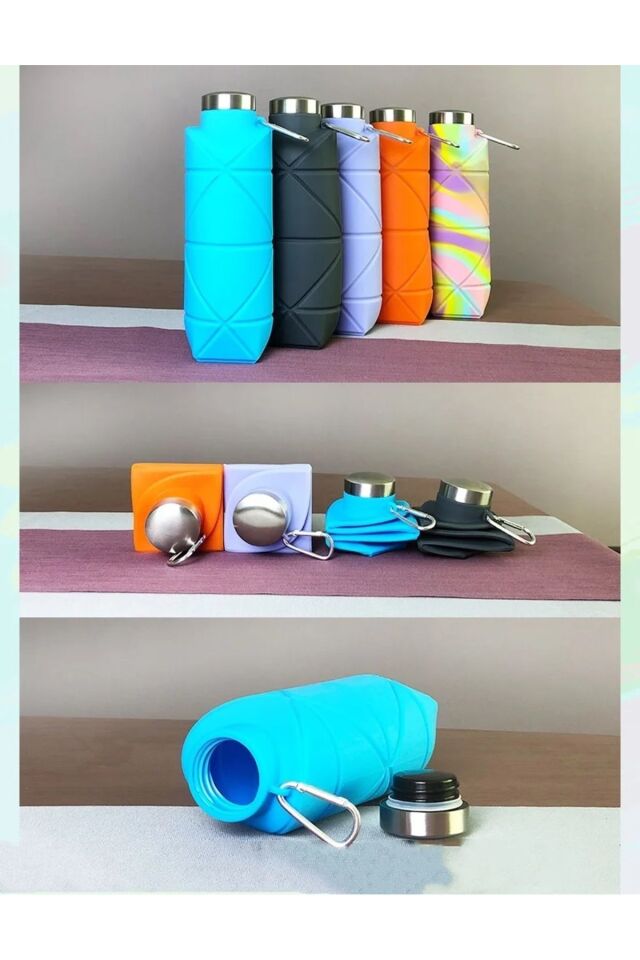 Katlanır yer kaplamayan motivasyon suluk su şişesi matarası Kamp Öğrenci Anne Bebek Sporcu Bİsiklet Koyugri