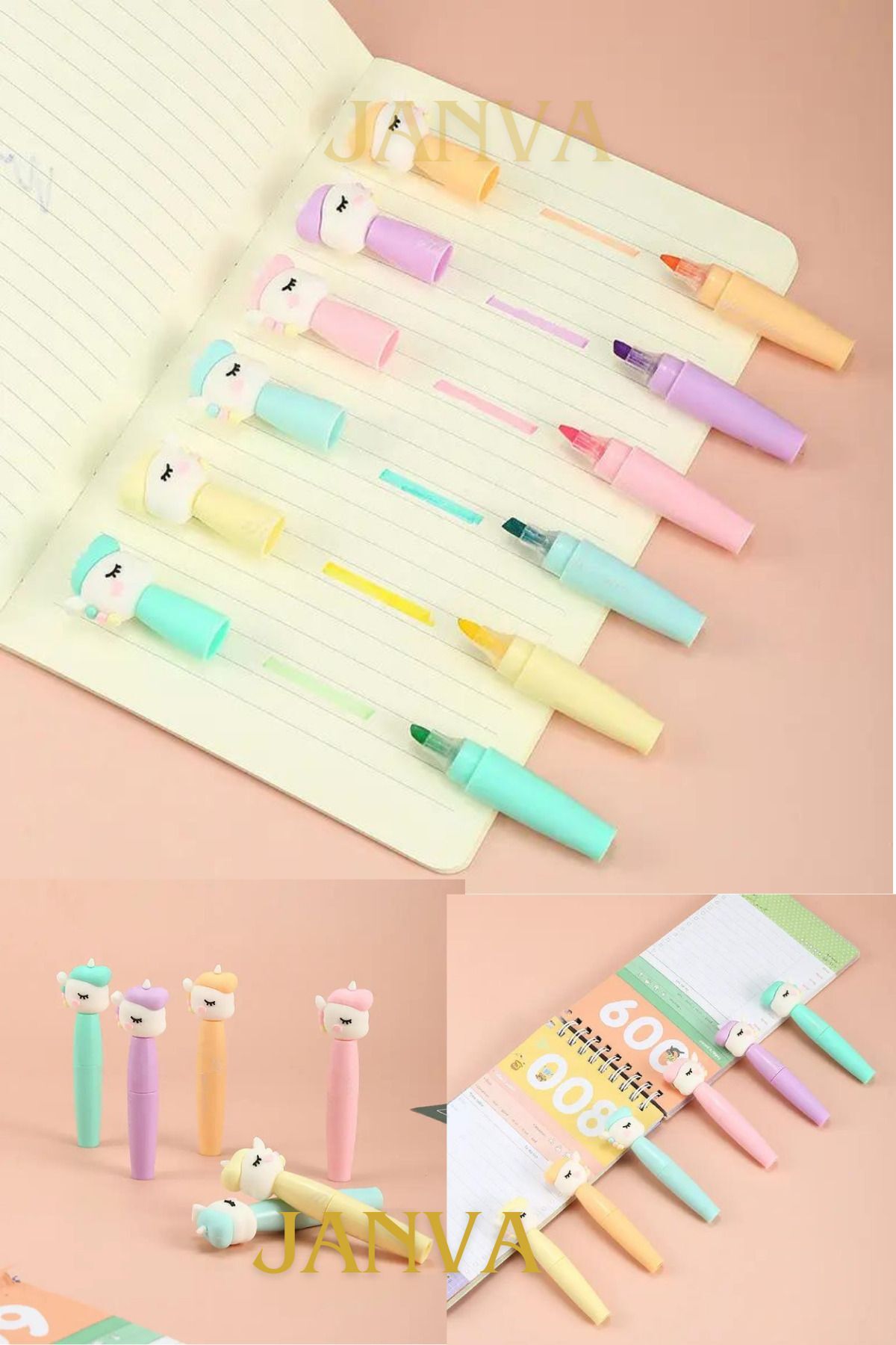 Unicorn Fosforlu Kalem Boya Seti 1 Paket (6 adet) İşaretleme Çizgi Kalemi